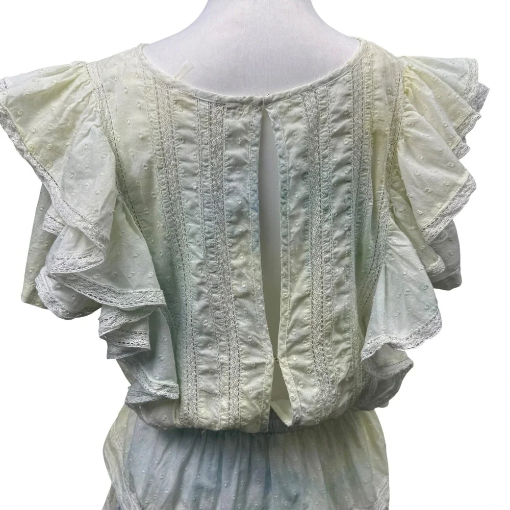 LOVESHACKFANCY‎ Natasha Mini Dress Size M Lily Pond Tiered Ruffle Tie Dye Dainty - Picture 11 of 14